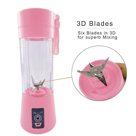 Portable Juicer Blender, Fruit Mixer - Six Blades in 3D, 380ml Fruit Mixing Machine