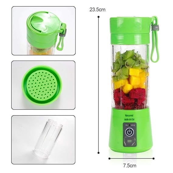 Portable USB Juicer Blender 380ml Bottle with Rechargeable Powerbank & USB Cable
